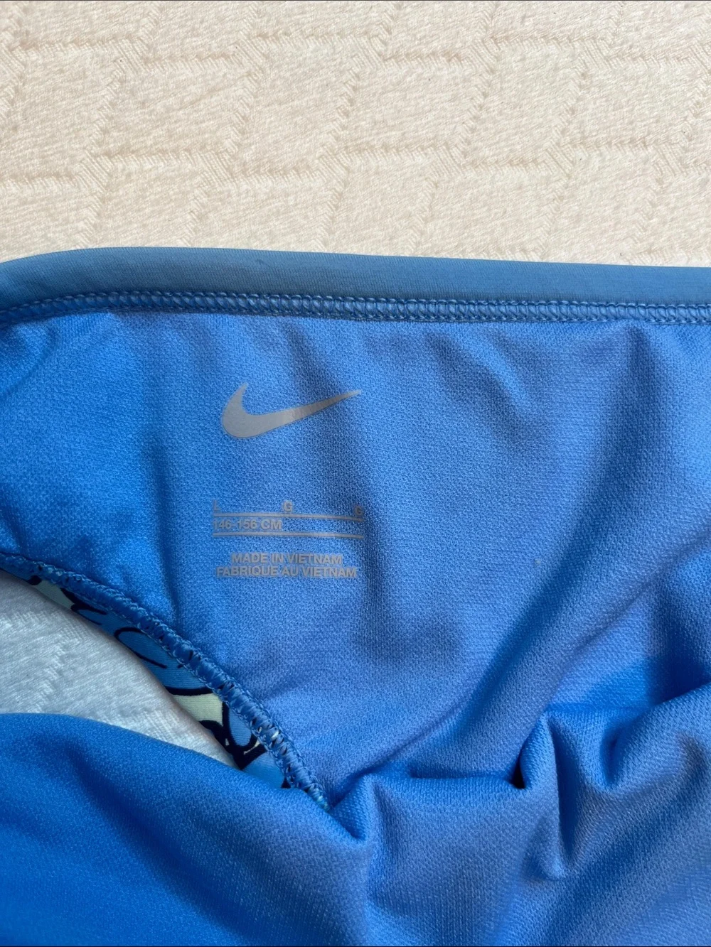 Nike Girls Blue all over bubble text Two-Piece Swim Set, youth L